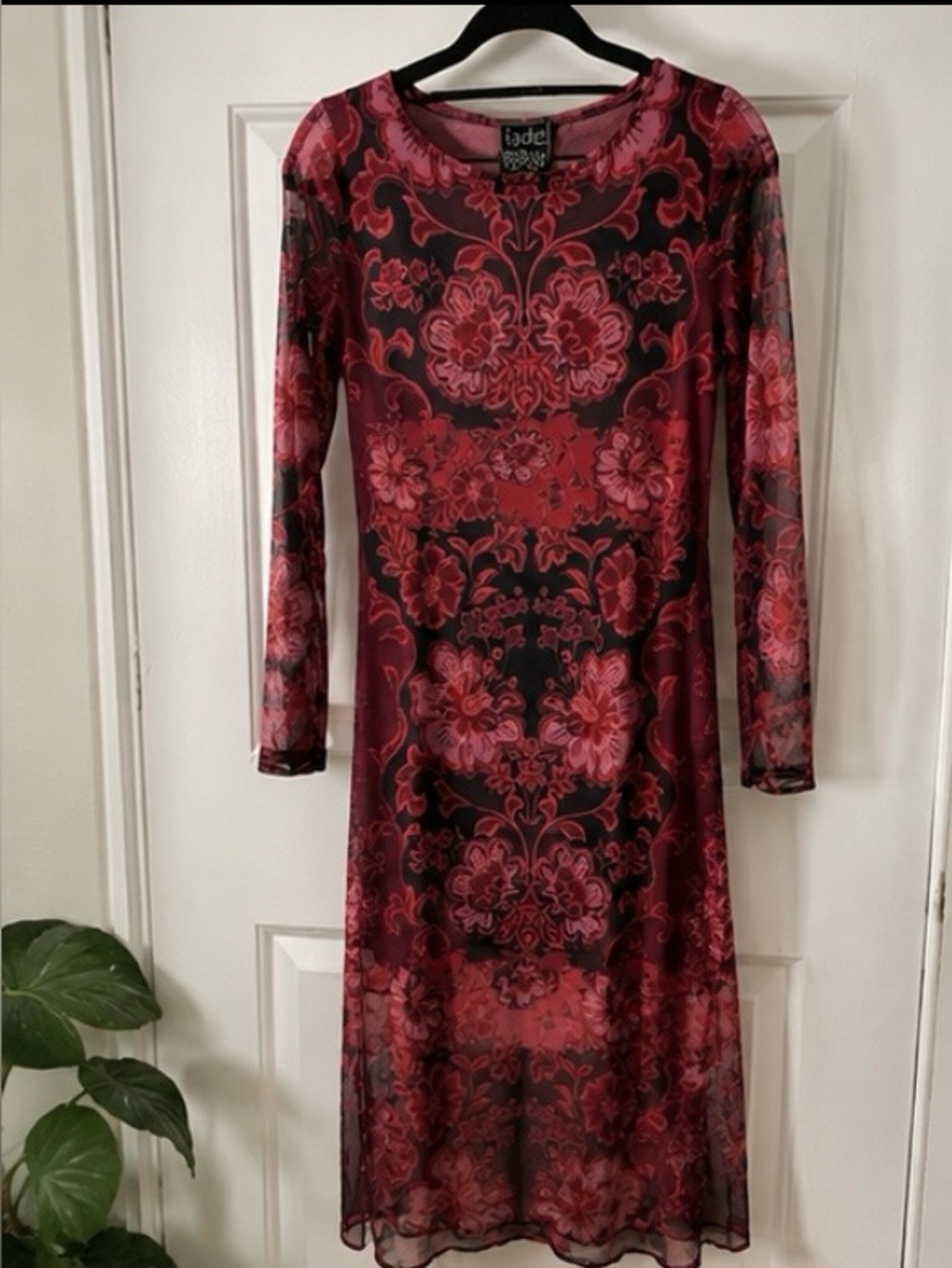 Jade by Johnny Was Tulus Mesh Midi Dress XS Scilla Floral Sheer Overlay - Picture 3 of 10